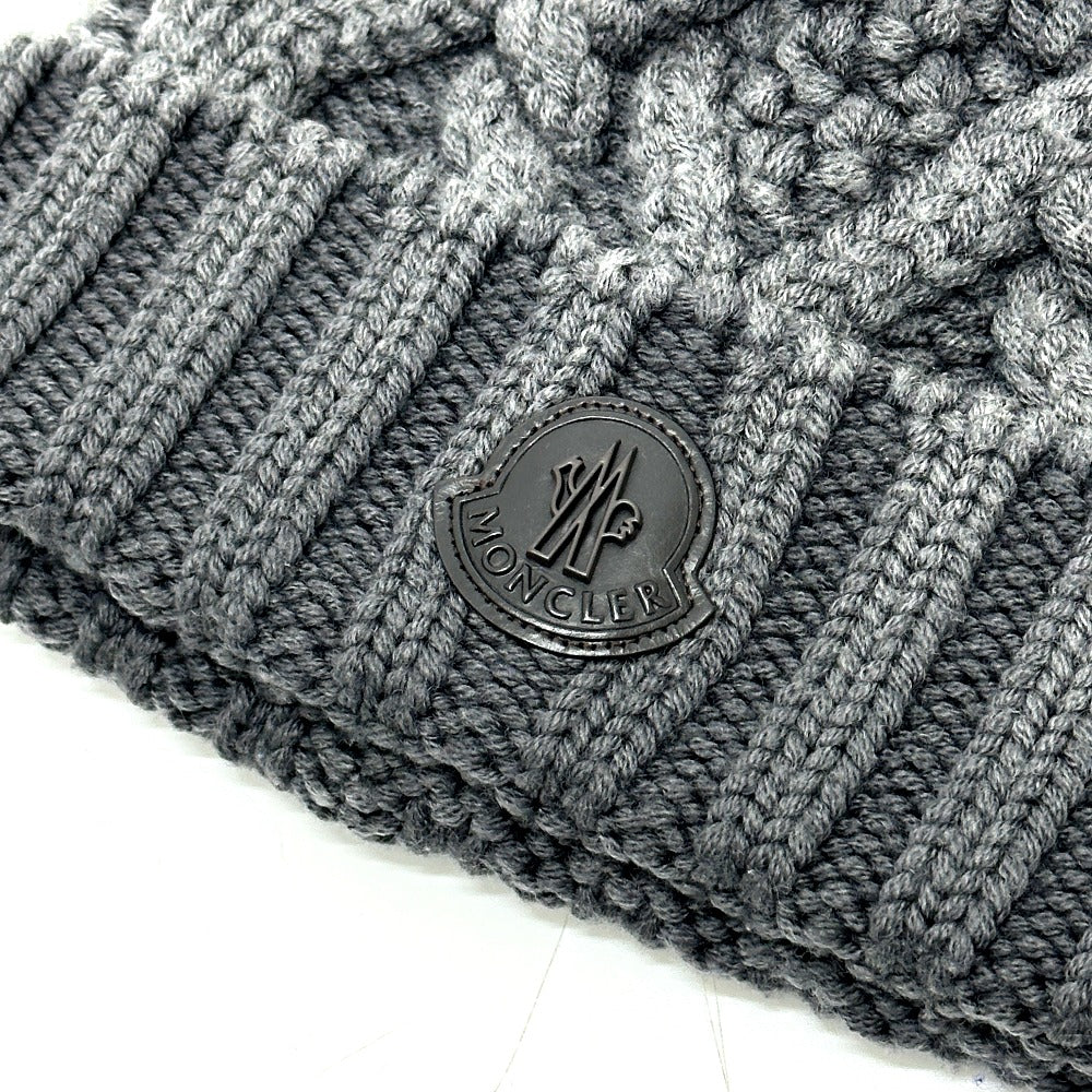 MONCLER Logo Knitted Apparel Beanie Wool Women's Gray