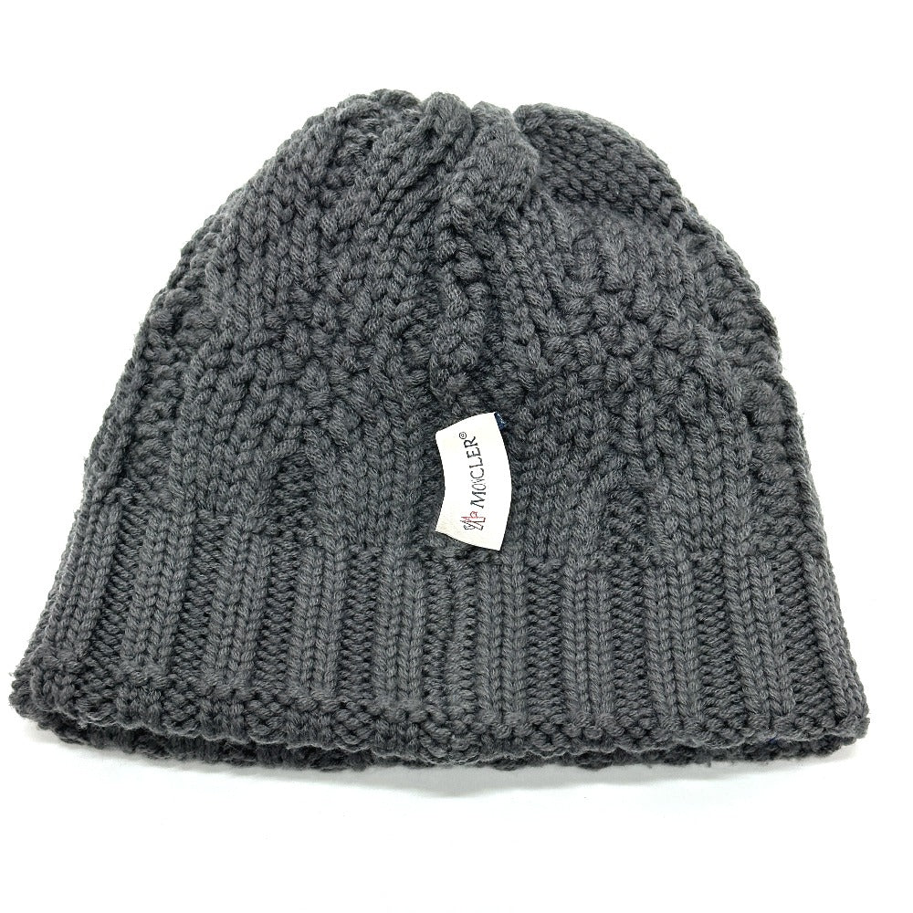 MONCLER Logo Knitted Apparel Beanie Wool Women's Gray