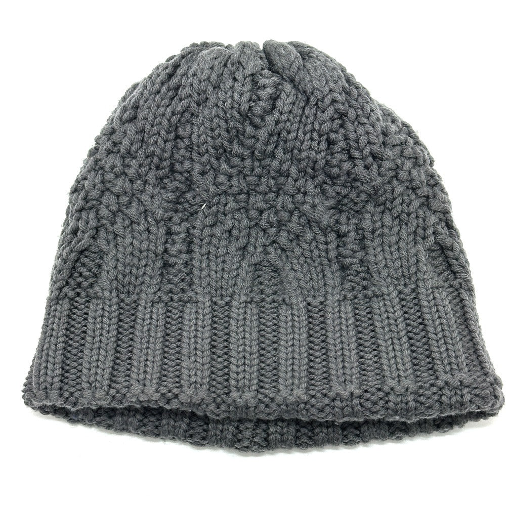 MONCLER Logo Knitted Apparel Beanie Wool Women's Gray