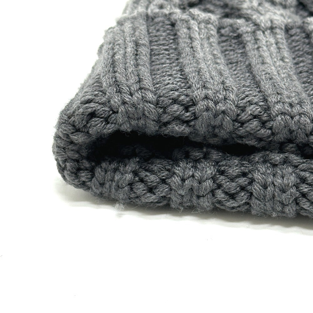 MONCLER Logo Knitted Apparel Beanie Wool Women's Gray