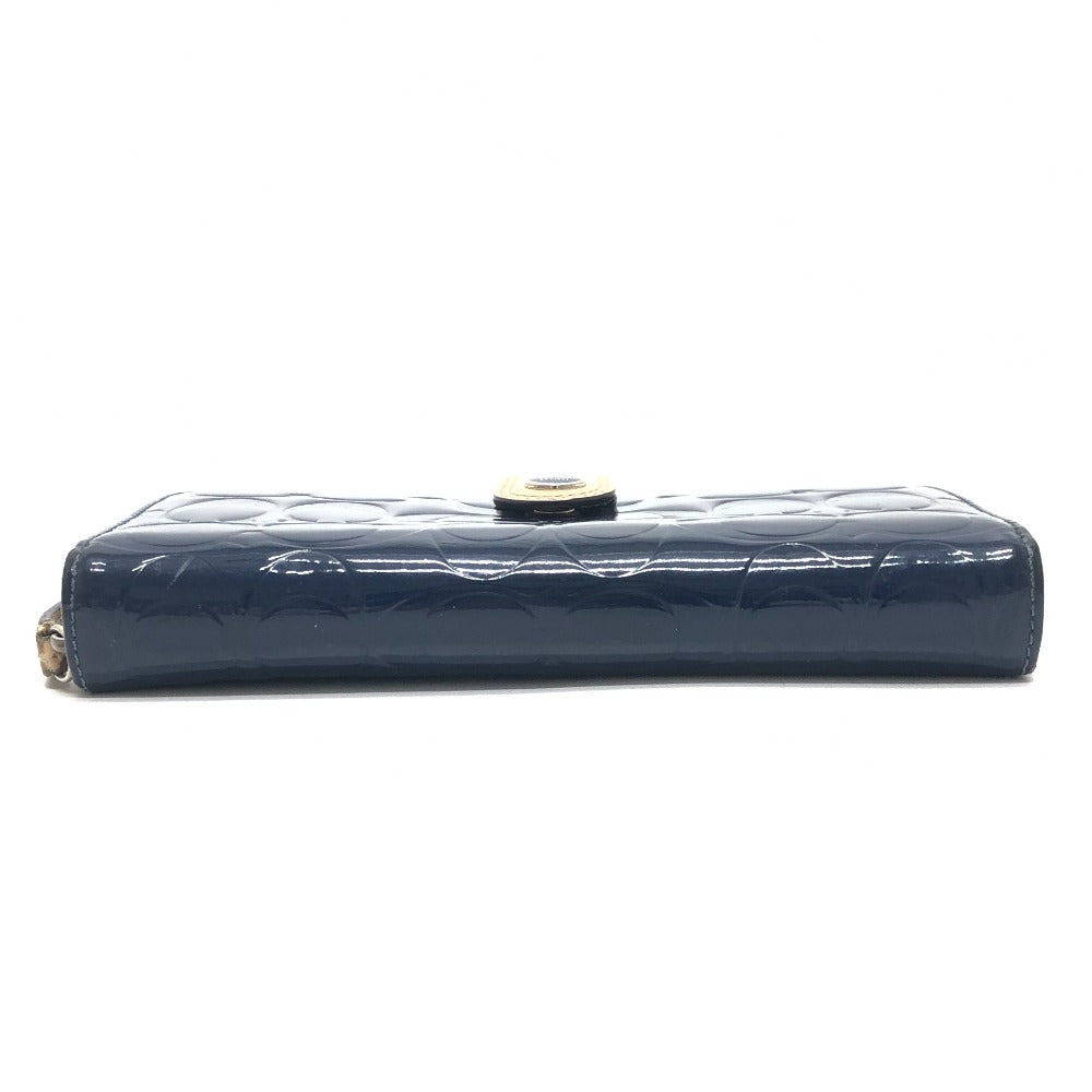 COACH Signature Bi-fold long wallet with logo Long Wallet Enamel / Leather blue Used