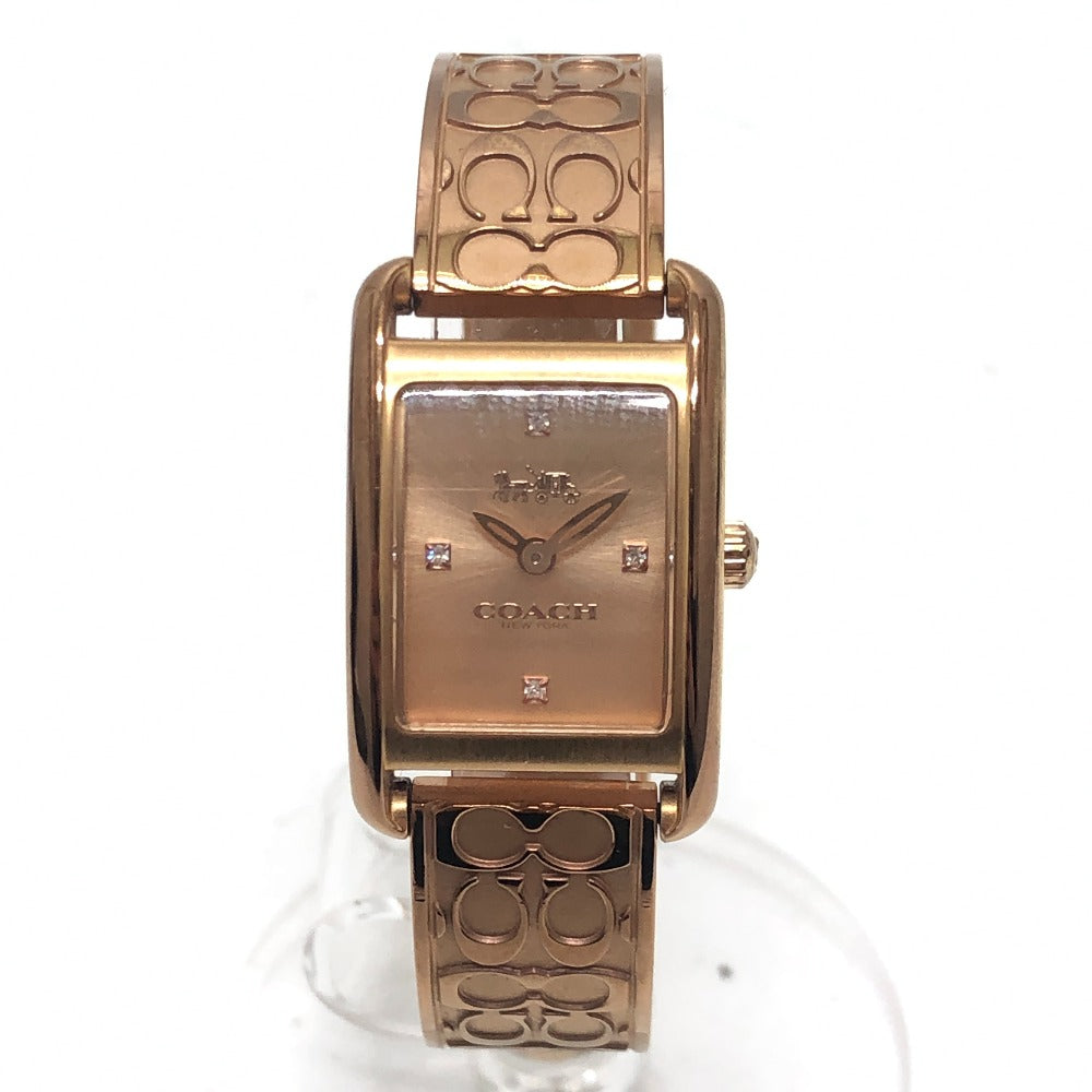 COACH CA.131.7.34.1803 Signature ALLIE Bangle Quartz Watch Wristwatch SS Gold Used