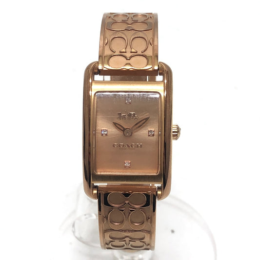 COACH CA.131.7.34.1803 Signature ALLIE Bangle Quartz Watch Wristwatch SS Gold Used