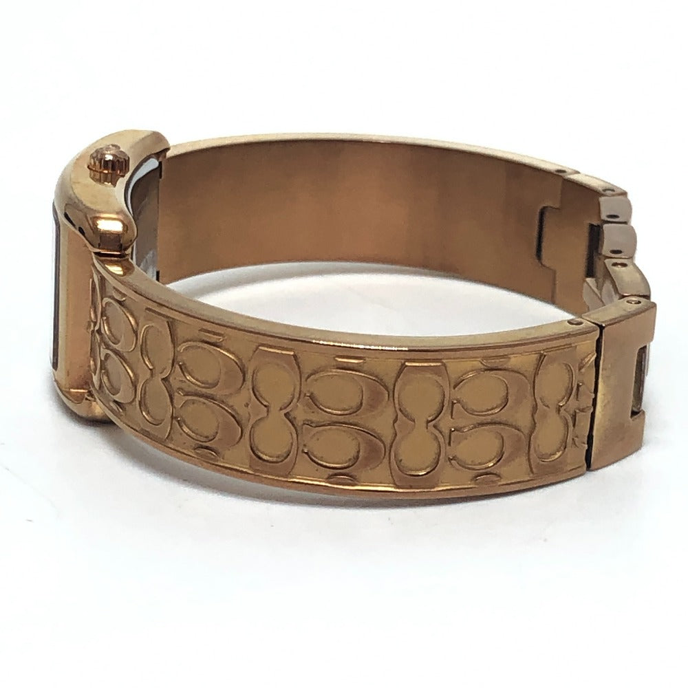 COACH CA.131.7.34.1803 Signature ALLIE Bangle Quartz Watch Wristwatch SS Gold Used