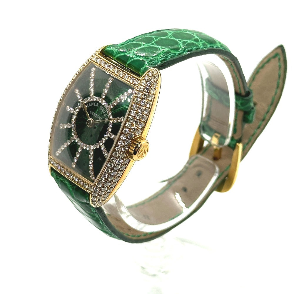 FRANCK MULLER 1750S6PMCD Tonneau Curvex Diamond Dial and Bezel Manual Winding Wristwatch in 18K Yellow Gold for Women
