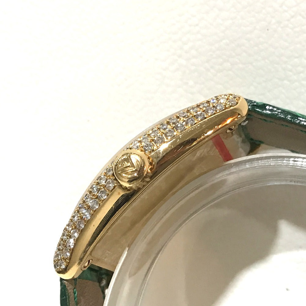 FRANCK MULLER 1750S6PMCD Tonneau Curvex Diamond Dial and Bezel Manual Winding Wristwatch in 18K Yellow Gold for Women