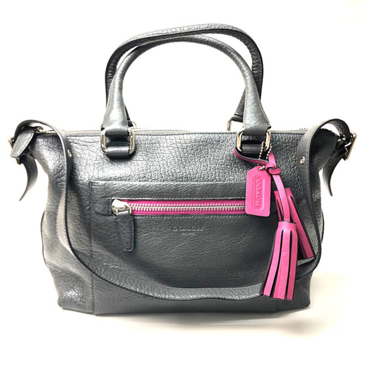 COACH 21140 テクスチャード レガシー サッチェル カバン ショルダーバッグ レザー レディース チャコールグレー グレー