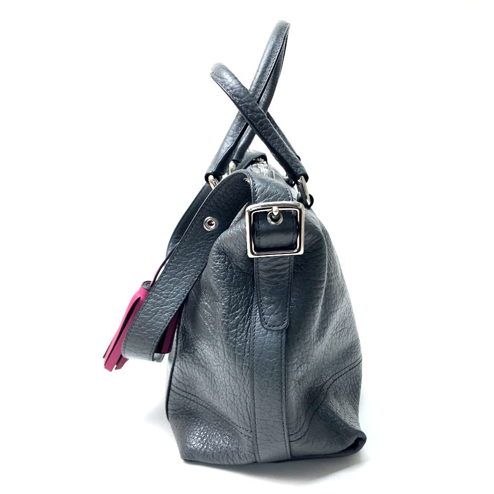 COACH 21140 テクスチャード レガシー サッチェル カバン ショルダーバッグ レザー レディース チャコールグレー グレー