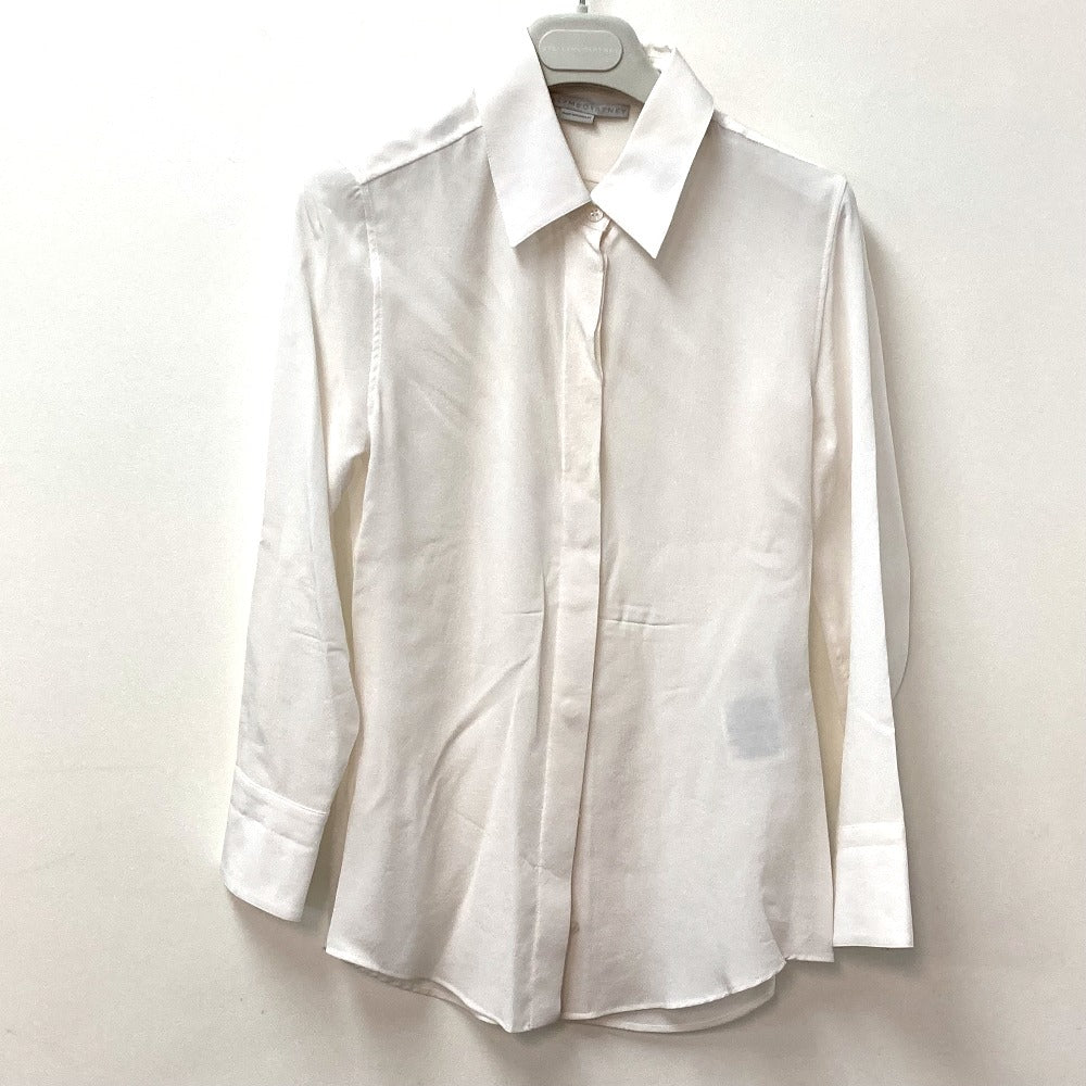 Stella McCartney 606912 Spread Collar Shirt, Apparel Top, Blouse, Long Sleeve Shirt, Silk, Women's, Ivory, White