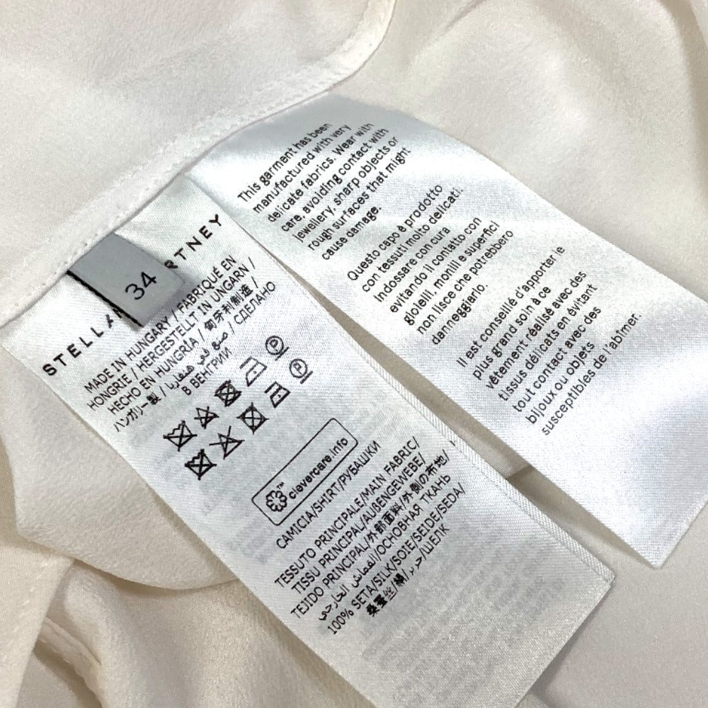 Stella McCartney 606912 Spread Collar Shirt, Apparel Top, Blouse, Long Sleeve Shirt, Silk, Women's, Ivory, White
