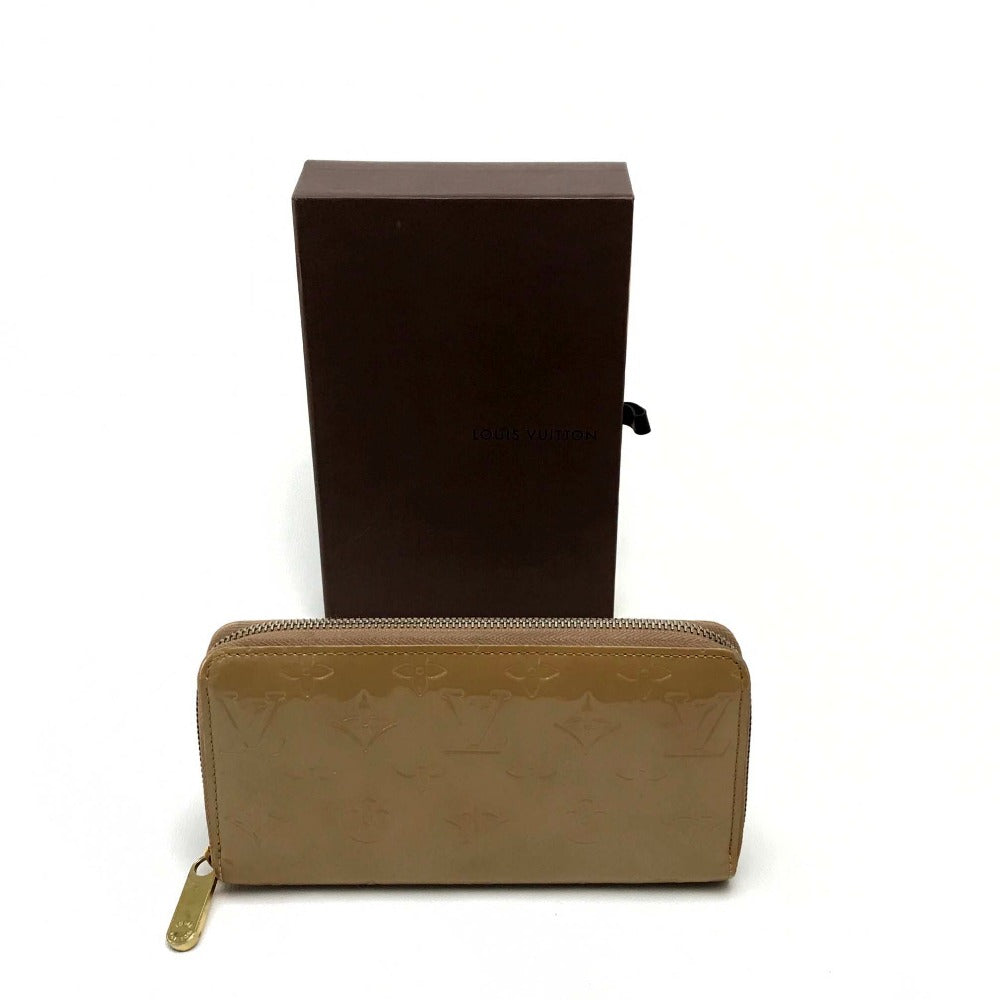 LOUIS VUITTON M91470 Vernis Zippy Wallet, Round Zip Long Wallet, Patent Leather, Women's, Noisette Beige