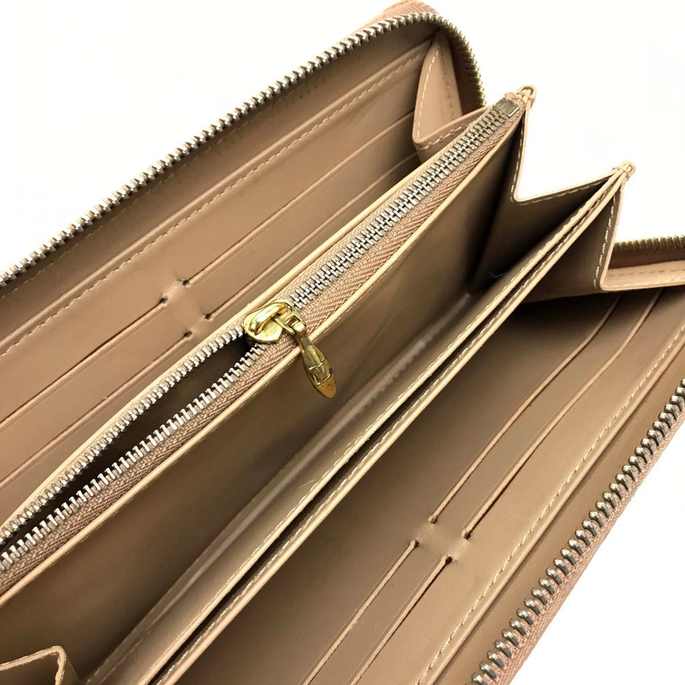 LOUIS VUITTON M91470 Vernis Zippy Wallet, Round Zip Long Wallet, Patent Leather, Women's, Noisette Beige