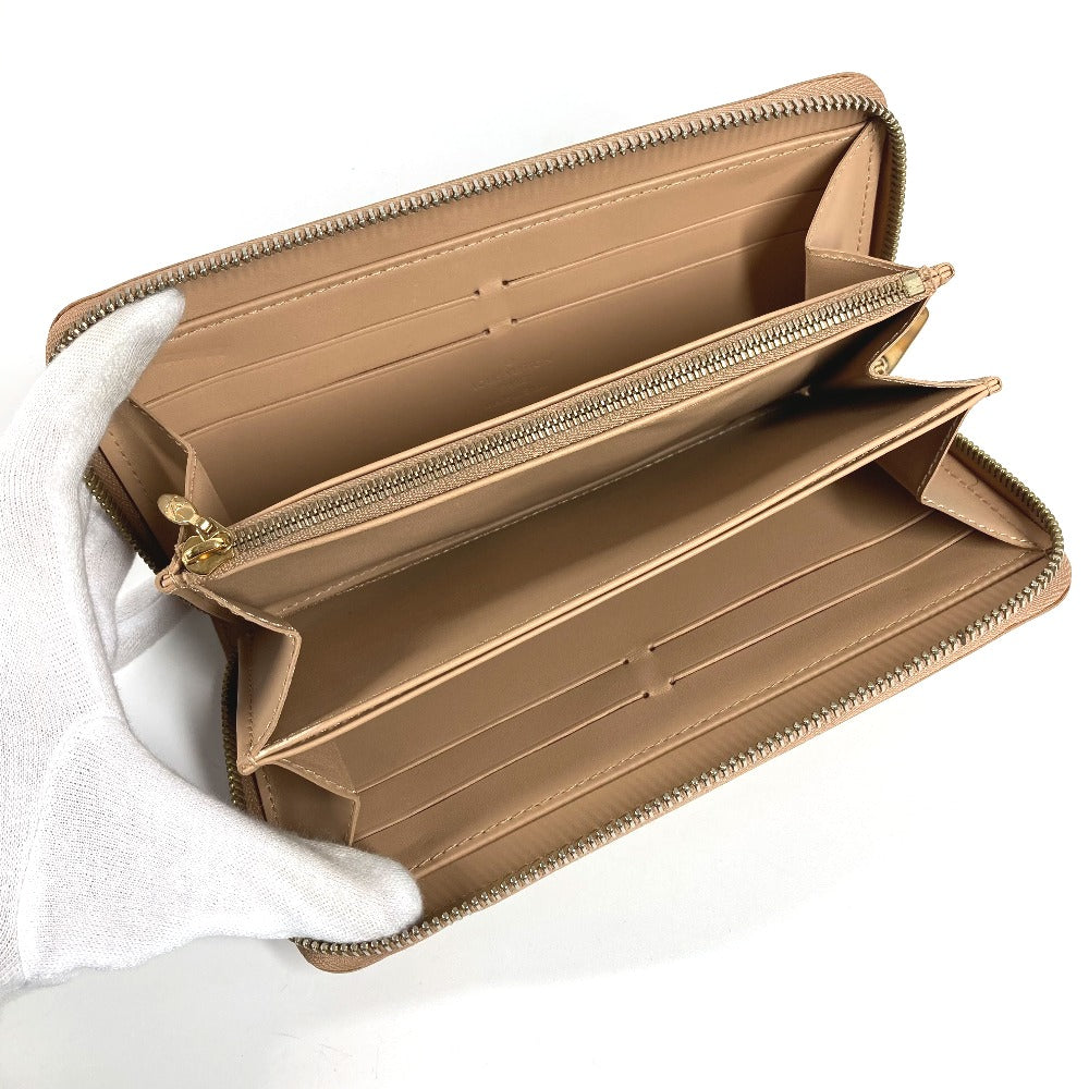 LOUIS VUITTON M91470 Vernis Zippy Wallet, Round Zip Long Wallet, Patent Leather, Women's, Noisette Beige