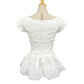 LE CIEL BLEU 27A63204 Ruched Apparel Short-sleeved peplum top Cut cotton White Used