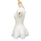 LE CIEL BLEU 27A63204 Ruched Apparel Short-sleeved peplum top Cut cotton White Used