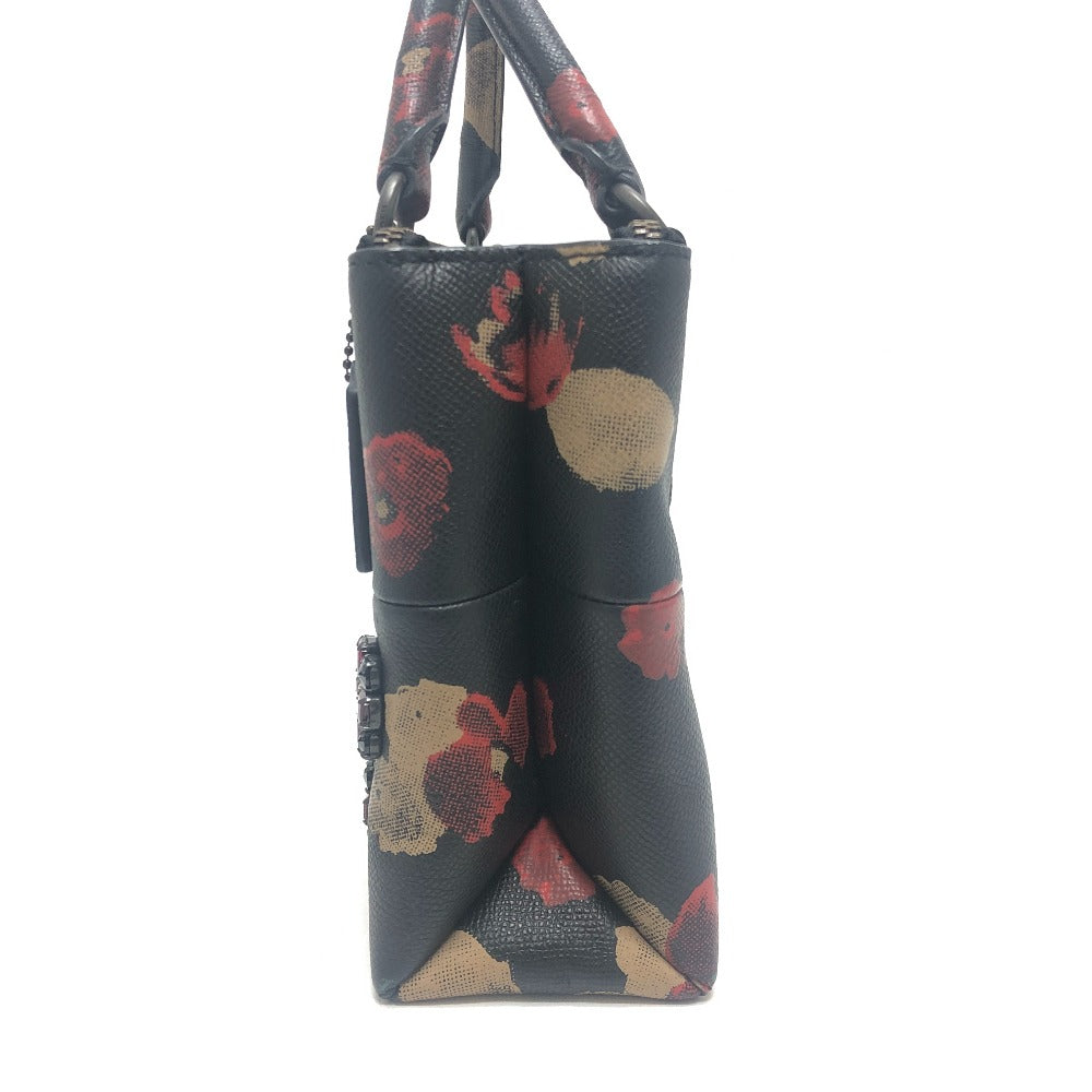 COACH Turnlock Borough Bag Floral Bijoux 2WAY Shoulder Bag Crossbody bag Hand Bag PVC Black Used