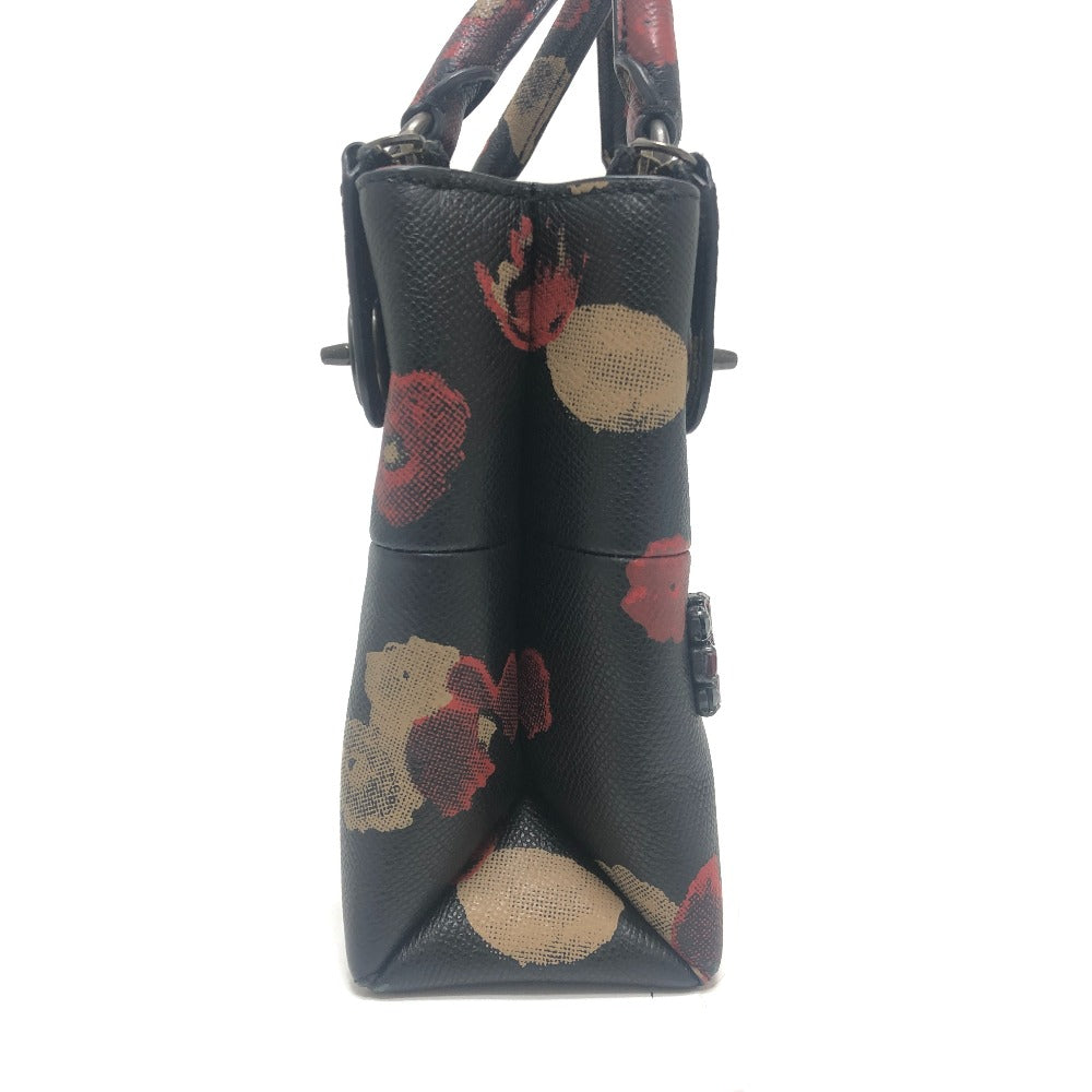 COACH Turnlock Borough Bag Floral Bijoux 2WAY Shoulder Bag Crossbody bag Hand Bag PVC Black Used