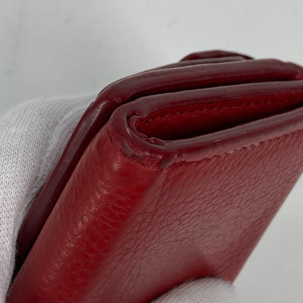 PRADA 1MH021 ロゴ コンパクト財布 3つ折り財布 レザー レディース レッド