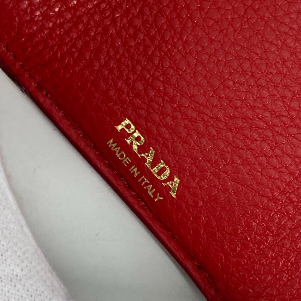 PRADA 1MH021 ロゴ コンパクト財布 3つ折り財布 レザー レディース レッド