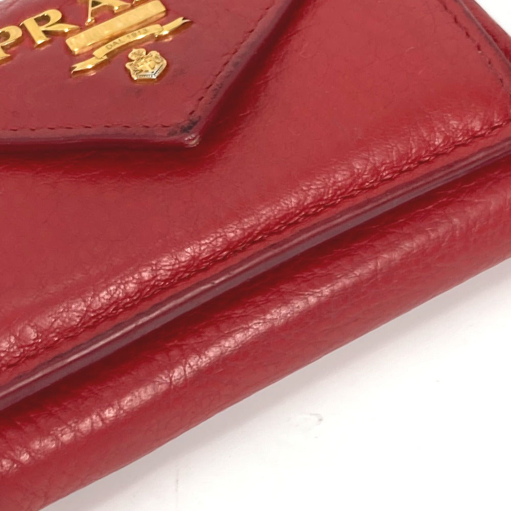 PRADA 1MH021 ロゴ コンパクト財布 3つ折り財布 レザー レディース レッド