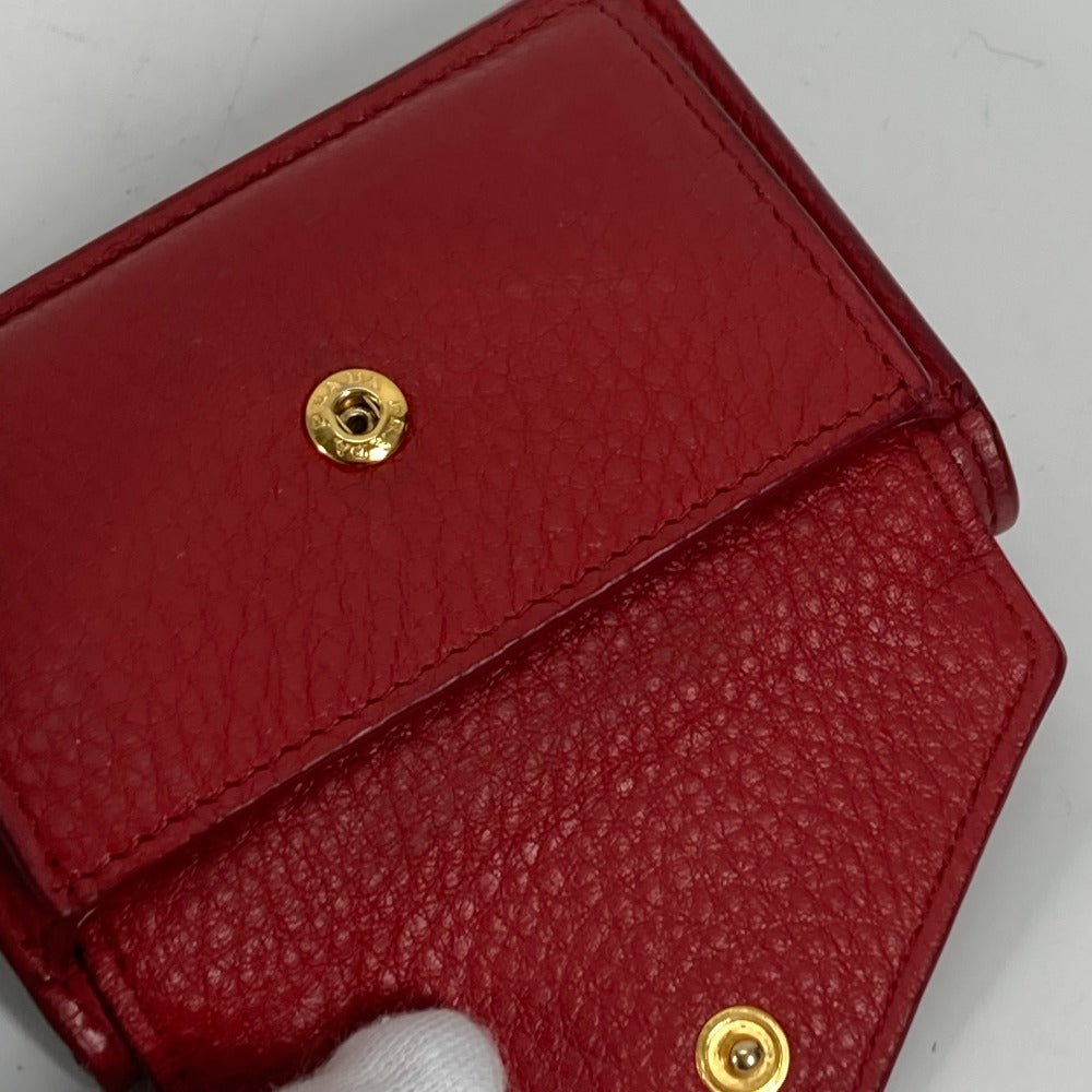 PRADA 1MH021 ロゴ コンパクト財布 3つ折り財布 レザー レディース レッド