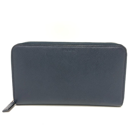 PRADA 2ML188 ロゴ ラウンドファスナー 財布 ウォレット 長財布 サフィアーノレザー ユニセックス ブルー