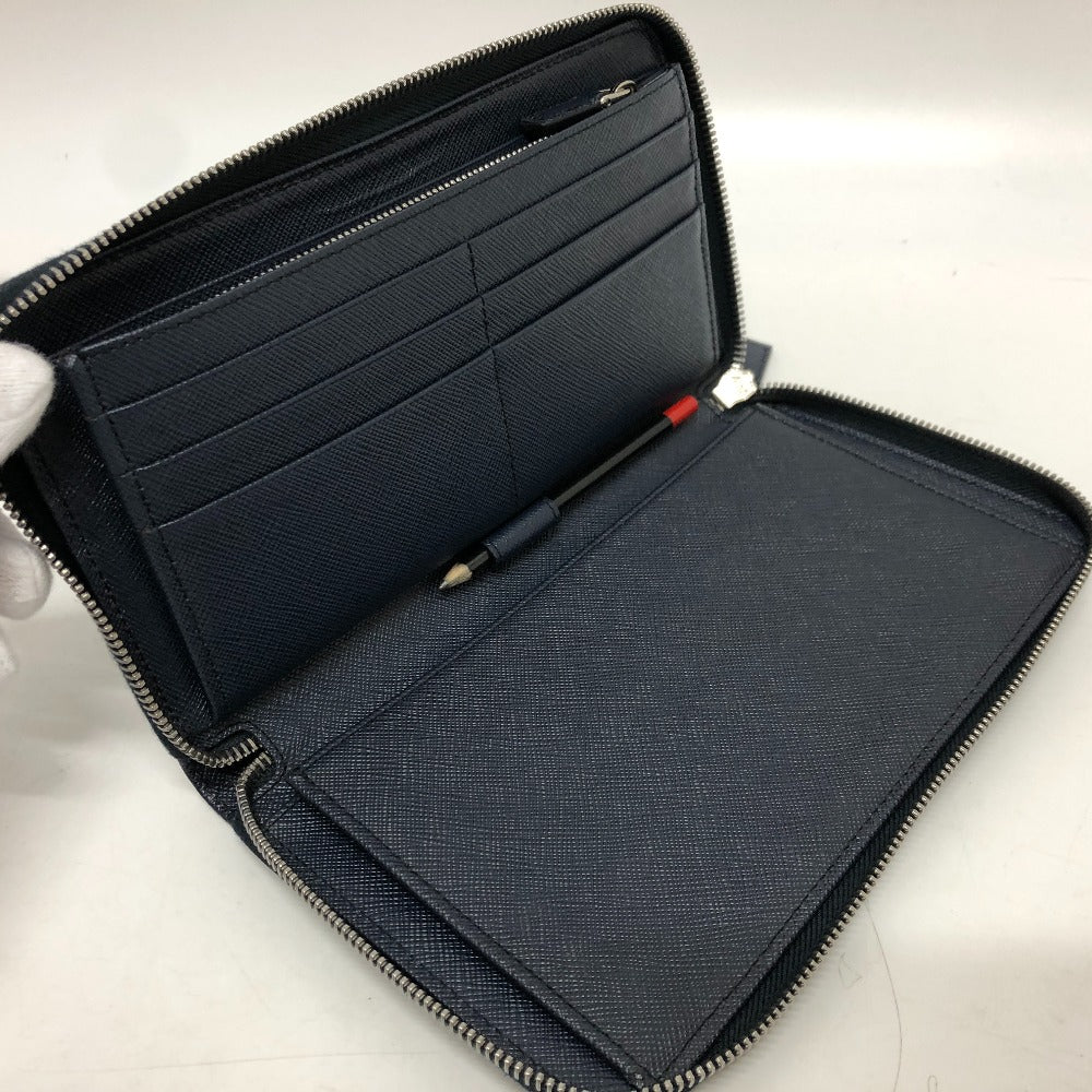 PRADA 2ML188 ロゴ ラウンドファスナー 財布 ウォレット 長財布 サフィアーノレザー ユニセックス ブルー