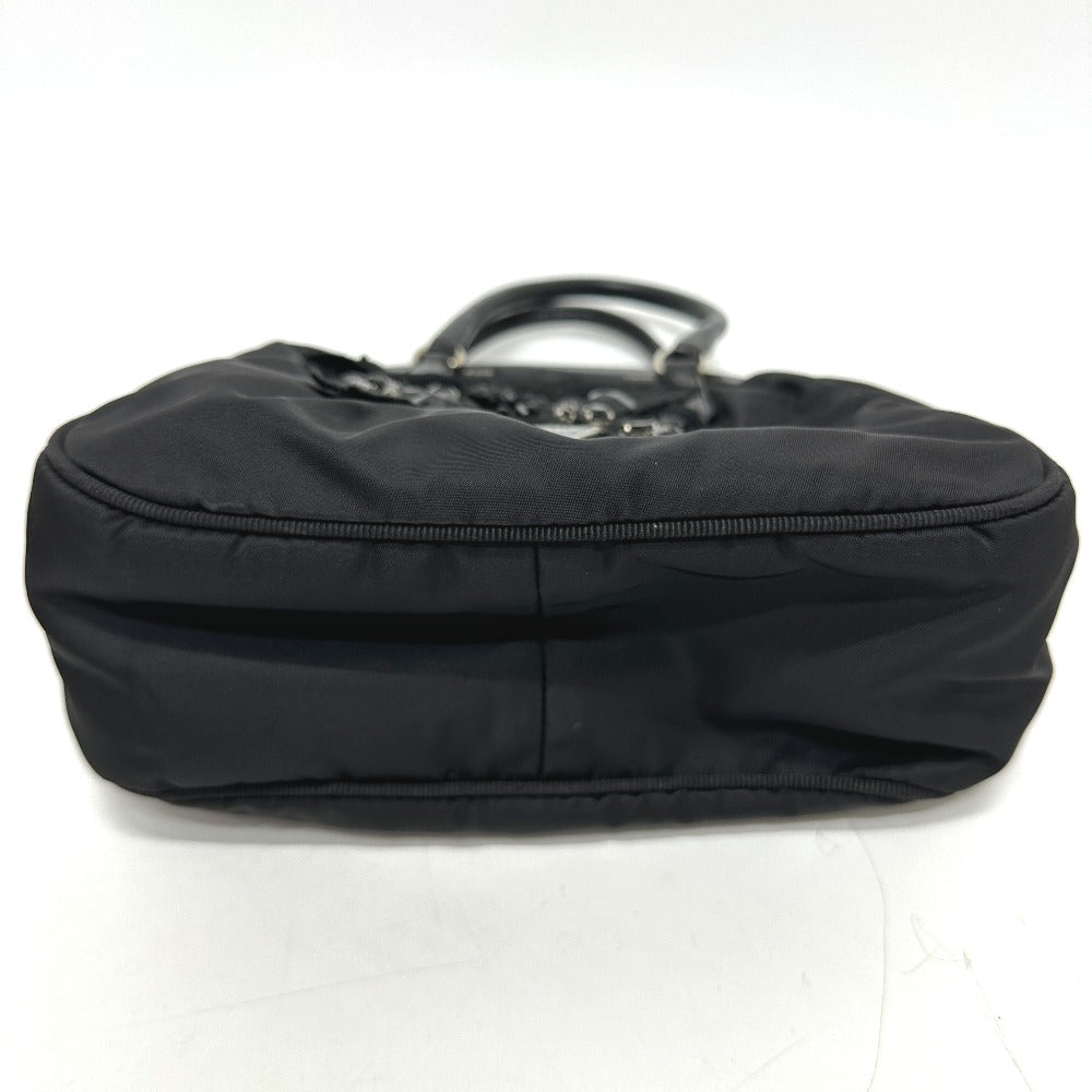 PRADA ハート ビジュー カバン ハンドバッグ ナイロン/レザー レディース ブラック - brandshop-reference