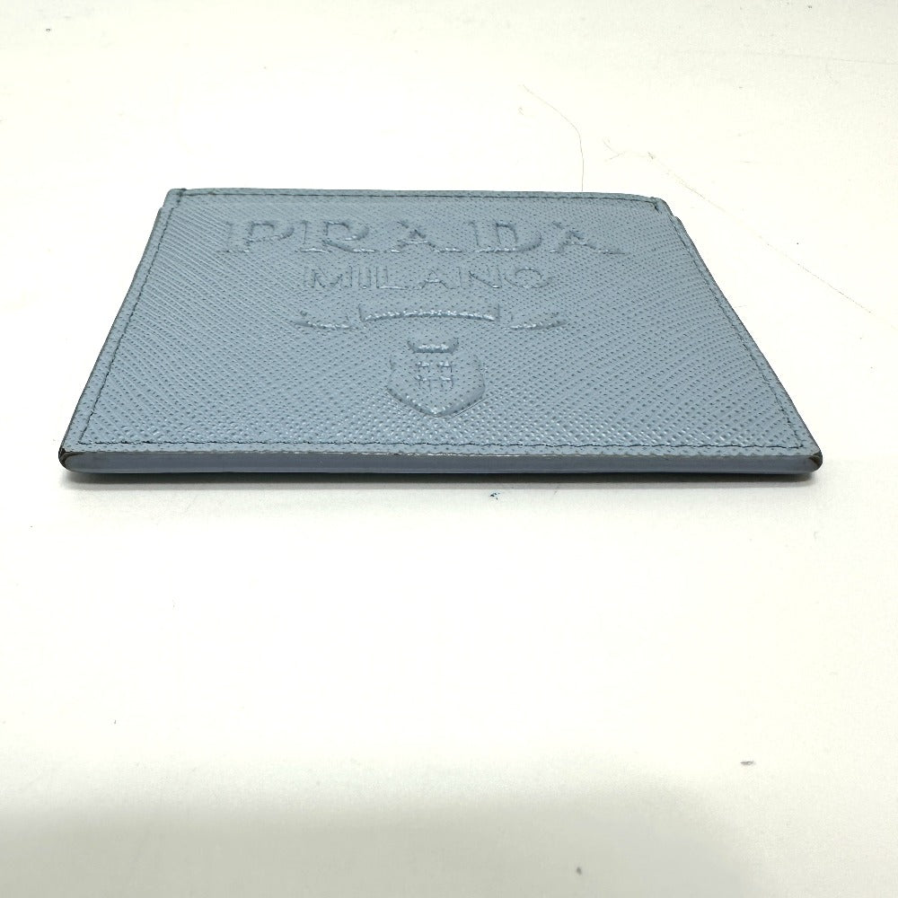 PRADA 1MC025 Embossed Logo Pass Case/Business Card Case/Card Case in Saffiano Leather, Light Blue