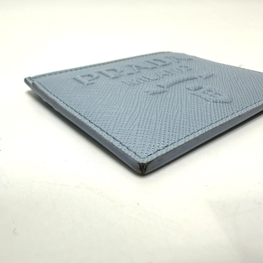 PRADA 1MC025 Embossed Logo Pass Case/Business Card Case/Card Case in Saffiano Leather, Light Blue