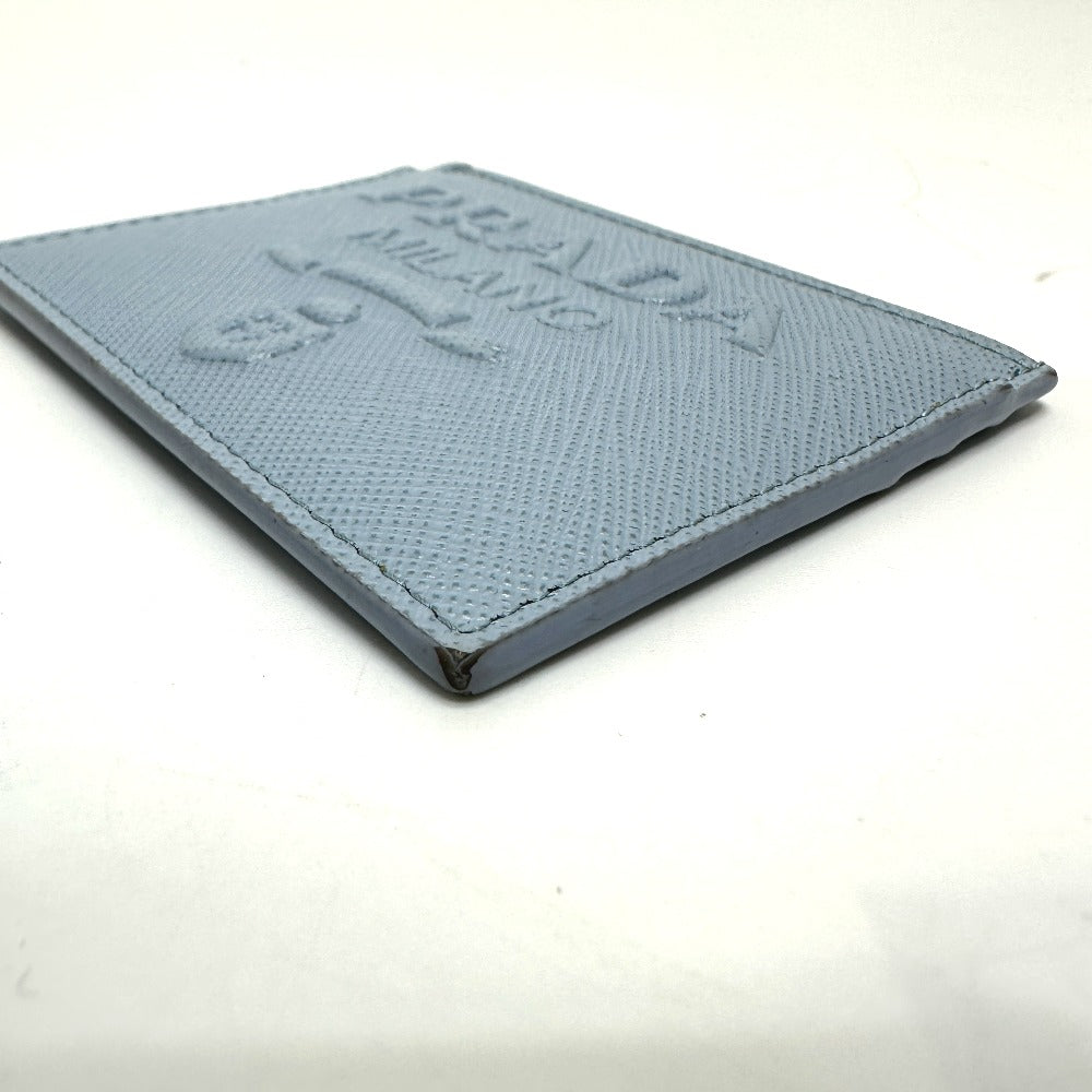 PRADA 1MC025 Embossed Logo Pass Case/Business Card Case/Card Case in Saffiano Leather, Light Blue