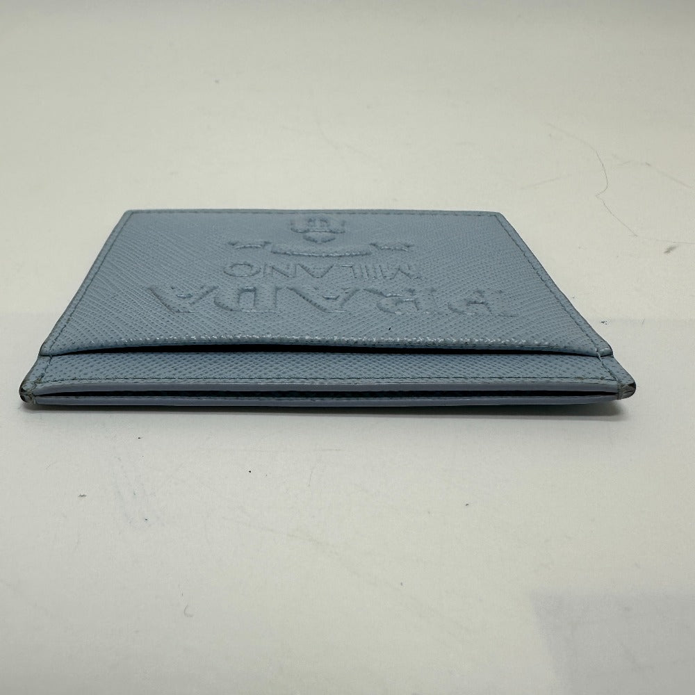 PRADA 1MC025 Embossed Logo Pass Case/Business Card Case/Card Case in Saffiano Leather, Light Blue