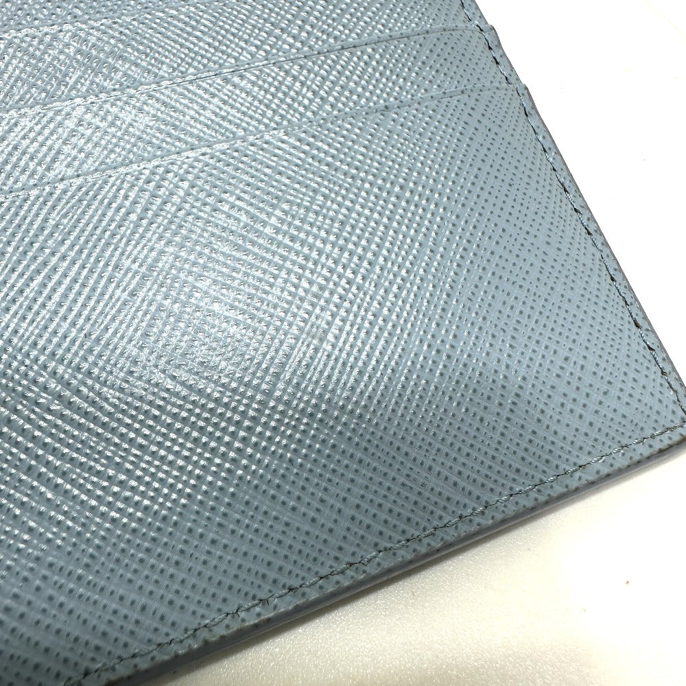 PRADA 1MC025 Embossed Logo Pass Case/Business Card Case/Card Case in Saffiano Leather, Light Blue