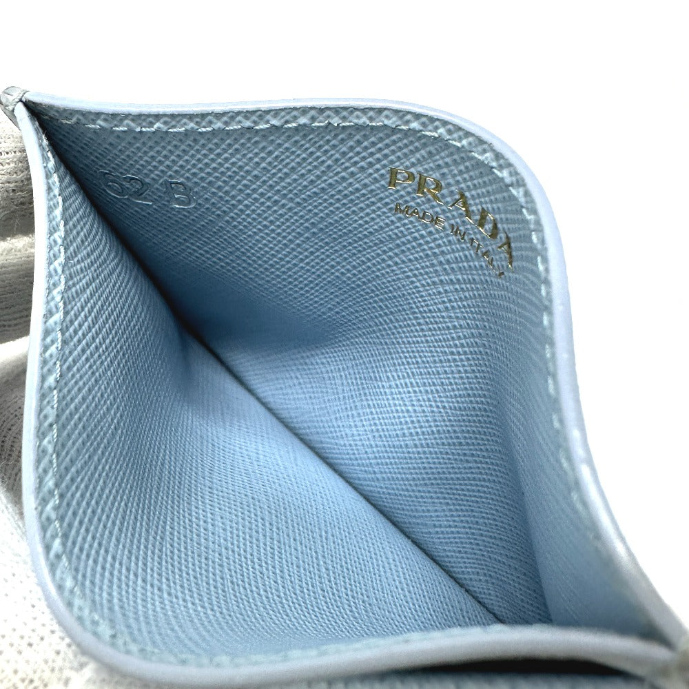 PRADA 1MC025 Embossed Logo Pass Case/Business Card Case/Card Case in Saffiano Leather, Light Blue