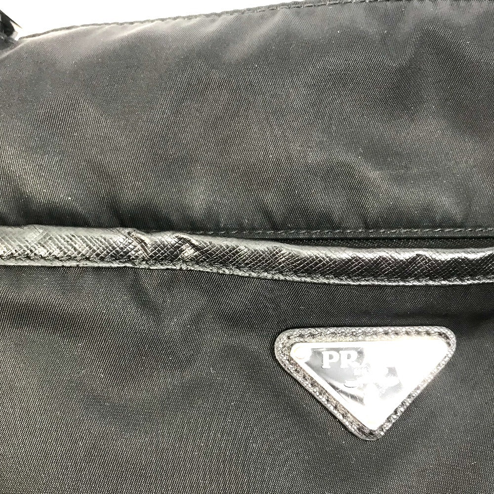 PRADA 2VH053 Triangle Logo Shoulder Bag in Nylon/Leather, Black