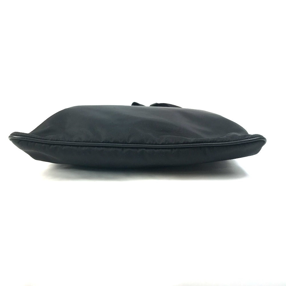PRADA 2VH053 Triangle Logo Shoulder Bag in Nylon/Leather, Black