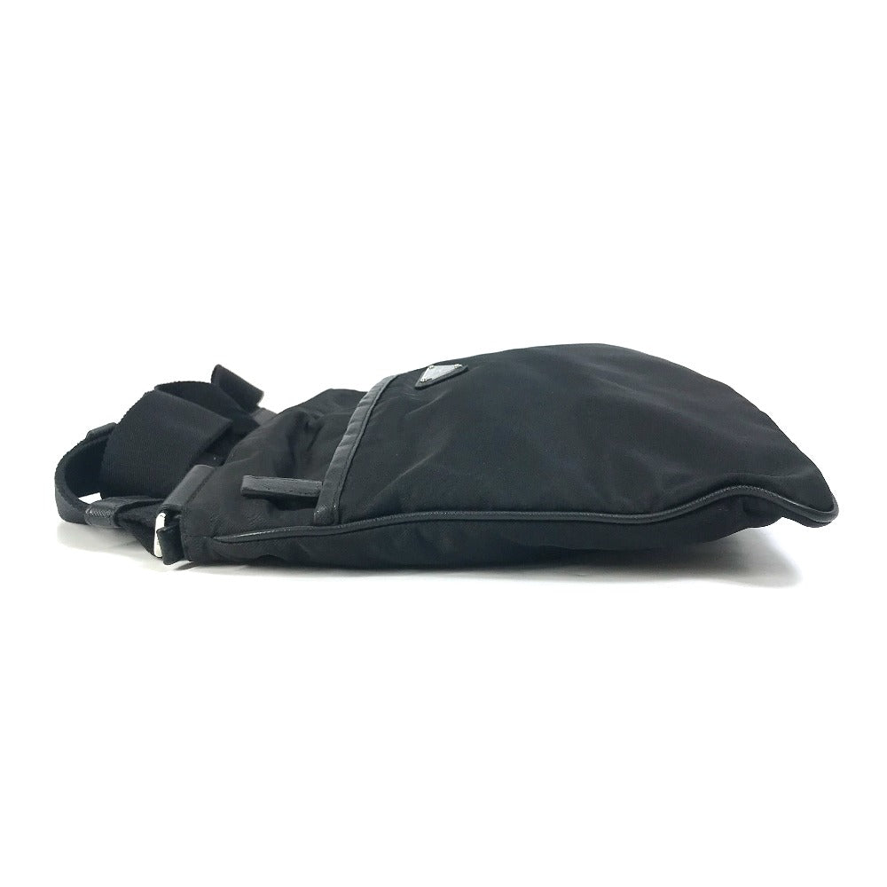 PRADA 2VH053 Triangle Logo Shoulder Bag in Nylon/Leather, Black
