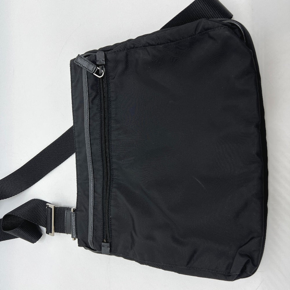 PRADA VA0251 Triangle Plate Flat Shoulder Bag in Nylon, Black