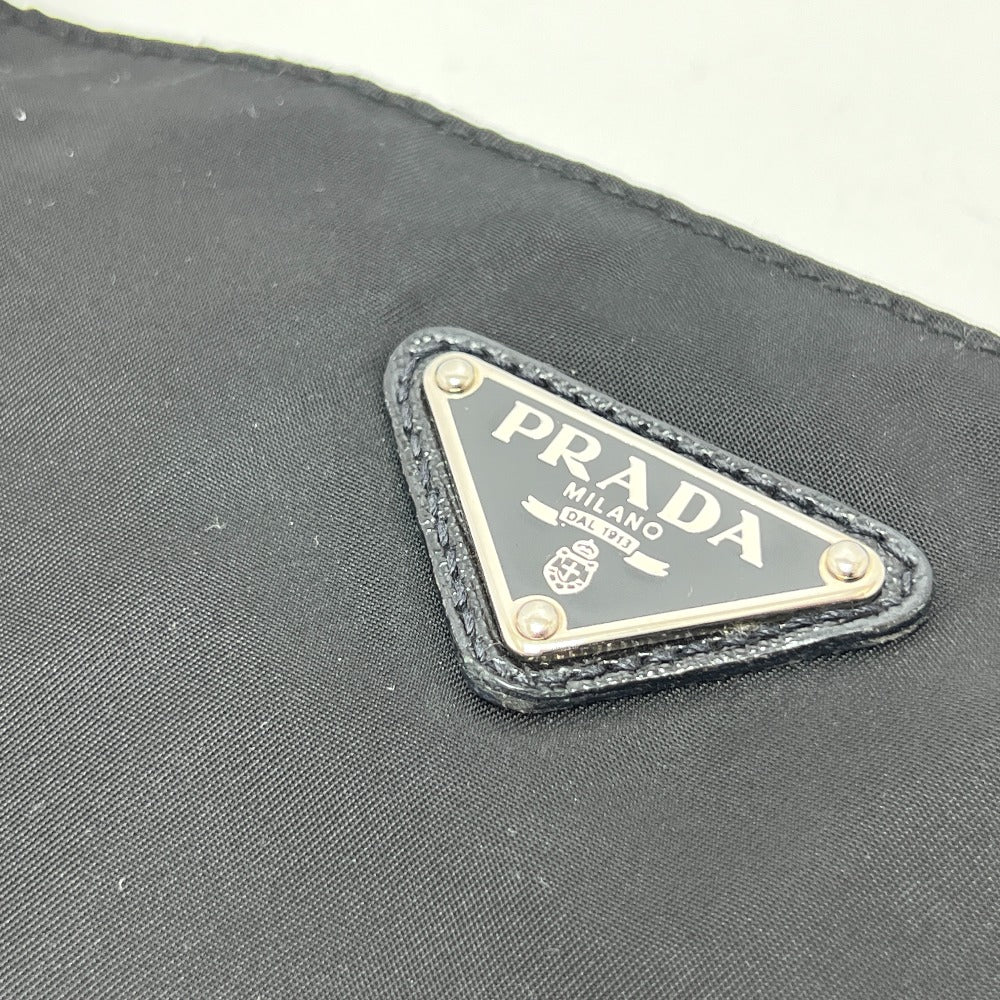 PRADA VA0251 Triangle Plate Flat Shoulder Bag in Nylon, Black