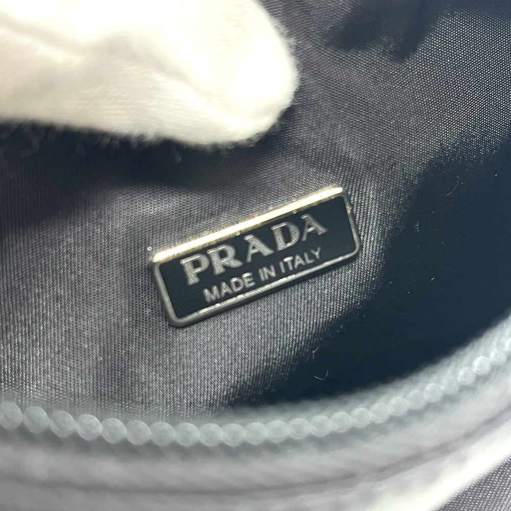 PRADA MV515 トライアングルロゴ 三角ロゴ プレート ホーボー カバン バッグ 肩掛け ショルダーバッグ ナイロン レディース ブラック