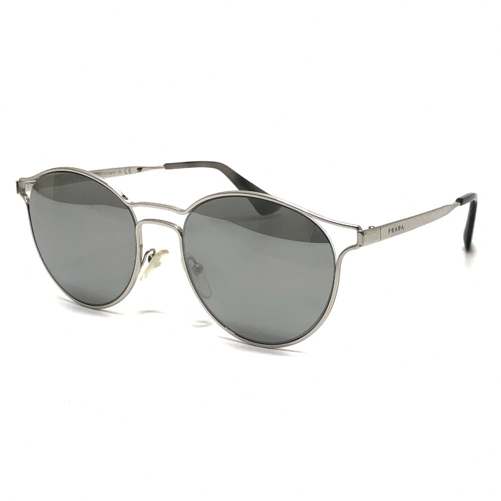 PRADA SPR62S サイドロゴ ファッション小物 アイウェア ミラーレンズ ラウンドキャット サングラス メタル レディース シルバー