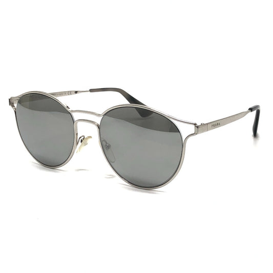 PRADA SPR62S サイドロゴ ファッション小物 アイウェア ミラーレンズ ラウンドキャット サングラス メタル レディース シルバー