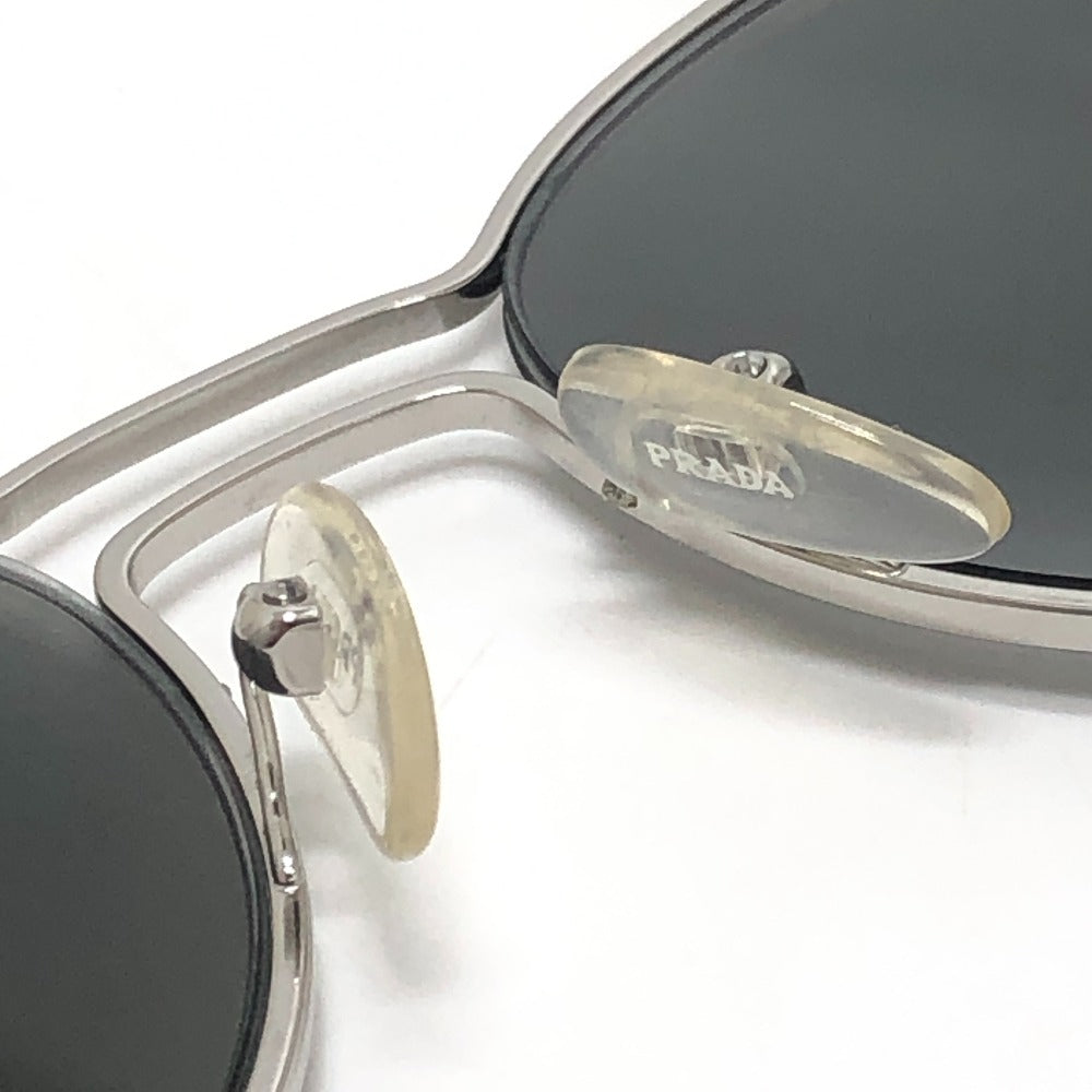 PRADA SPR62S サイドロゴ ファッション小物 アイウェア ミラーレンズ ラウンドキャット サングラス メタル レディース シルバー