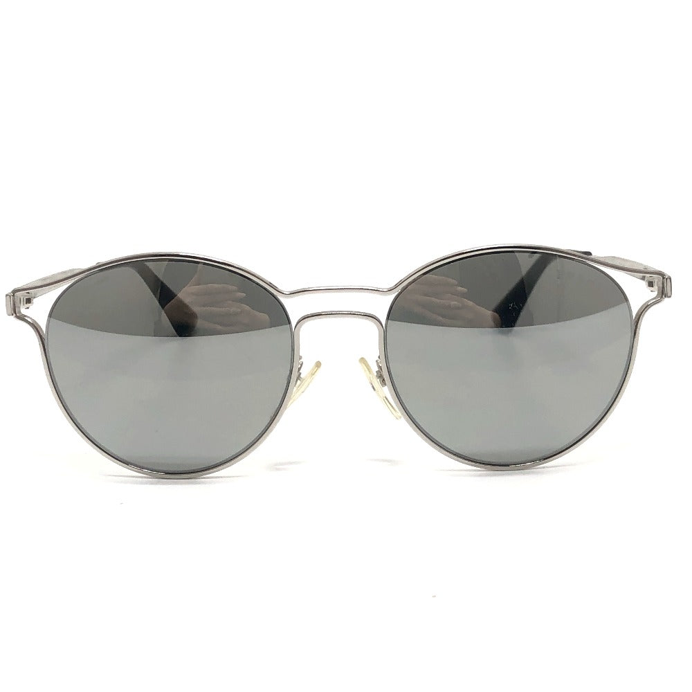 PRADA SPR62S サイドロゴ ファッション小物 アイウェア ミラーレンズ ラウンドキャット サングラス メタル レディース シルバー