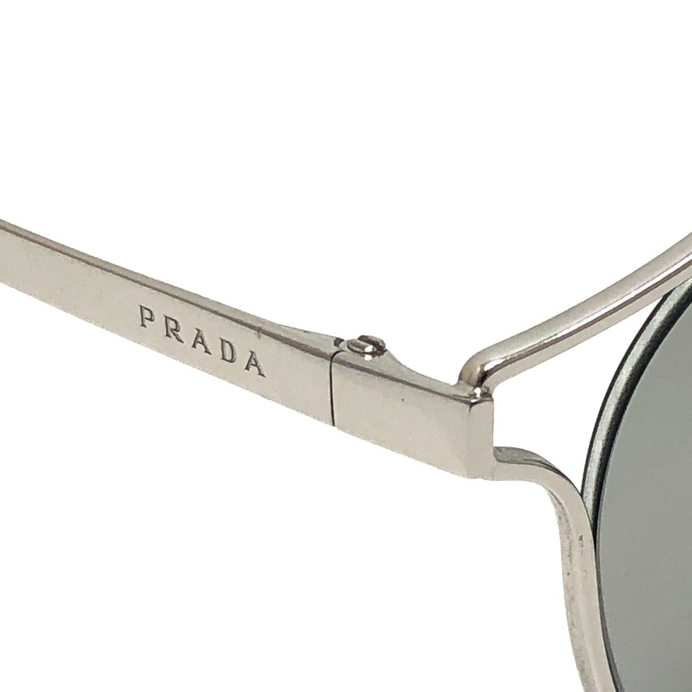 PRADA SPR62S サイドロゴ ファッション小物 アイウェア ミラーレンズ ラウンドキャット サングラス メタル レディース シルバー