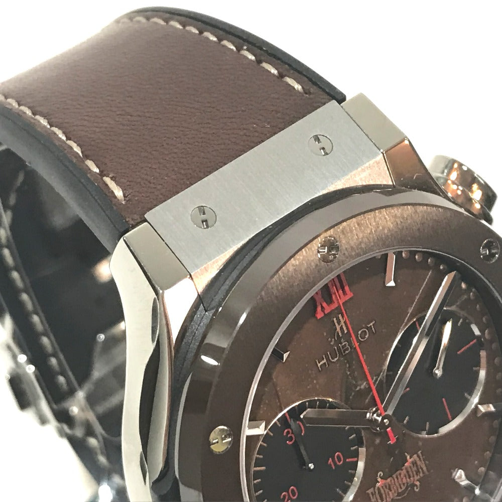 HUBLOT 521.NC.0589.VR.OPX14 Forbidden X Classic Fusion Automatic Watch with Cigar Box, Titanium, Men's, Silver