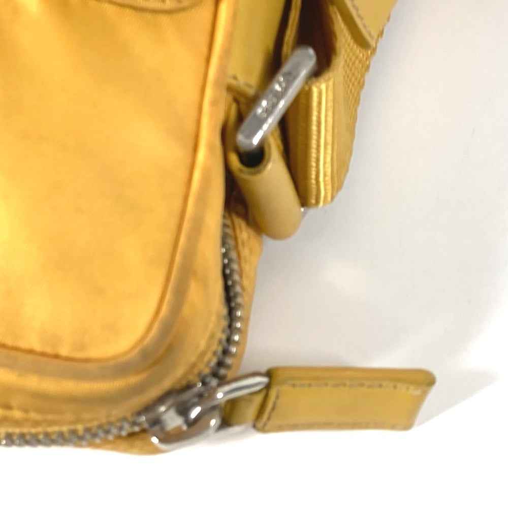 PRADA triangle logo triangle logo plate Bag Pochette Crossbody Shoulder Bag Nylon yellow Used
