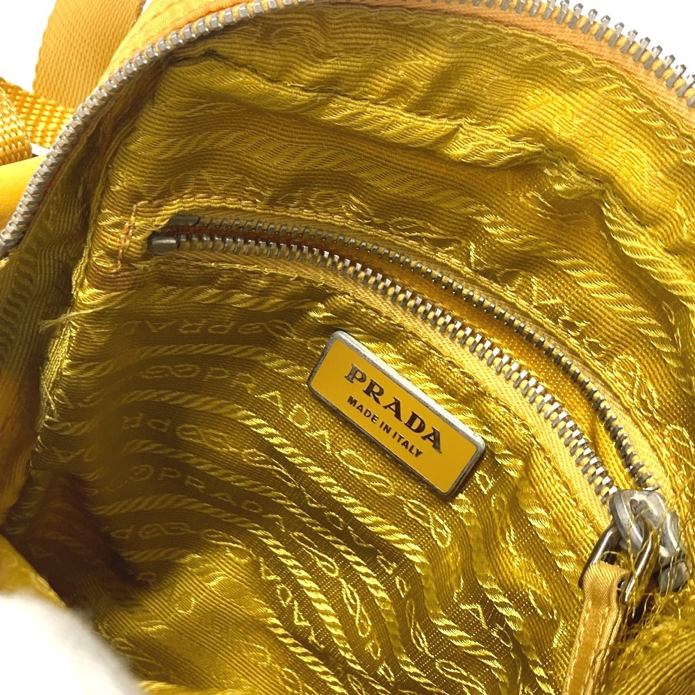 PRADA triangle logo triangle logo plate Bag Pochette Crossbody Shoulder Bag Nylon yellow Used