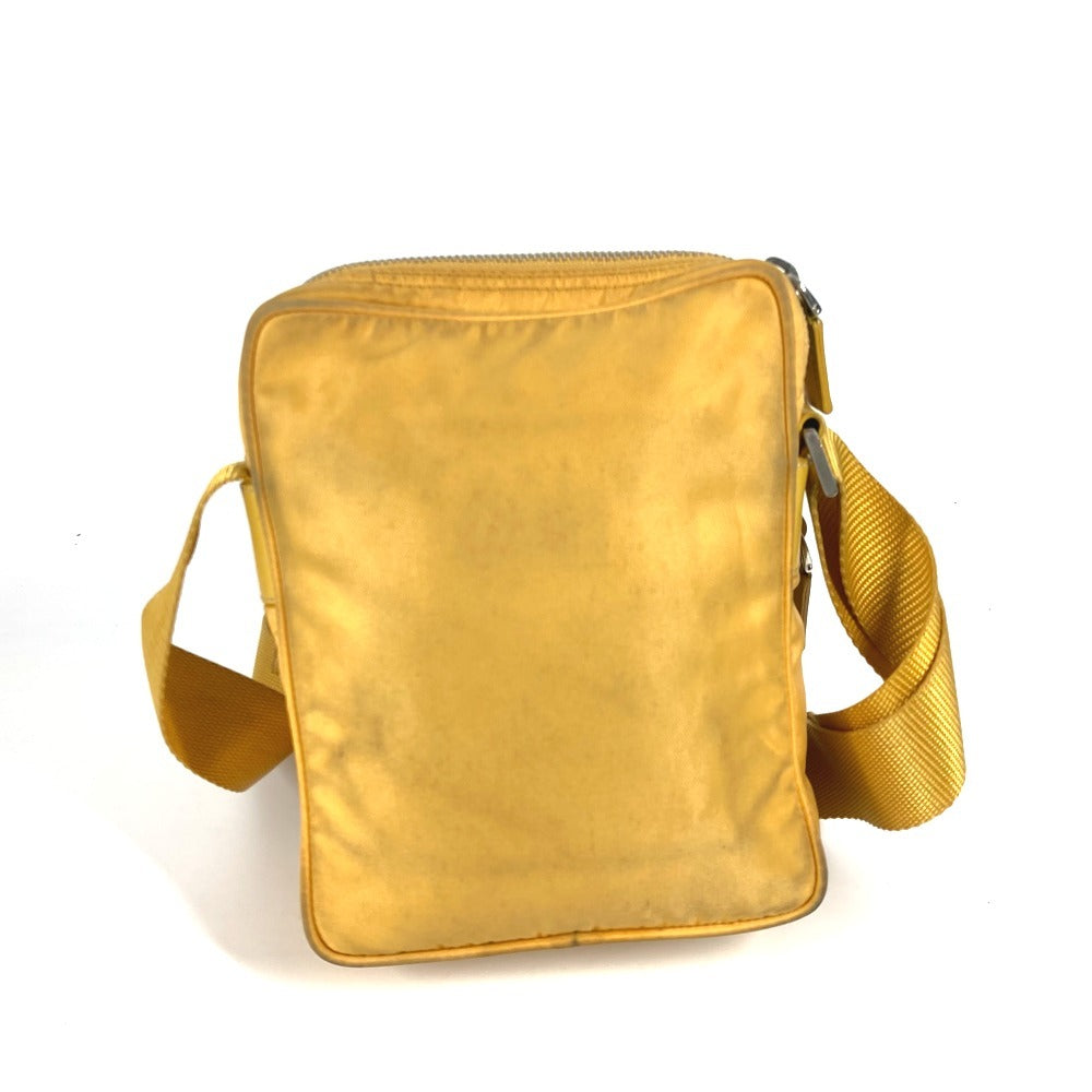 PRADA triangle logo triangle logo plate Bag Pochette Crossbody Shoulder Bag Nylon yellow Used