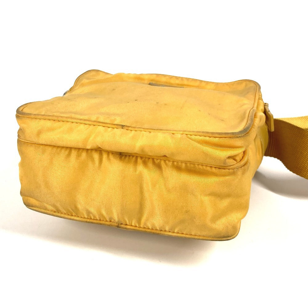 PRADA triangle logo triangle logo plate Bag Pochette Crossbody Shoulder Bag Nylon yellow Used